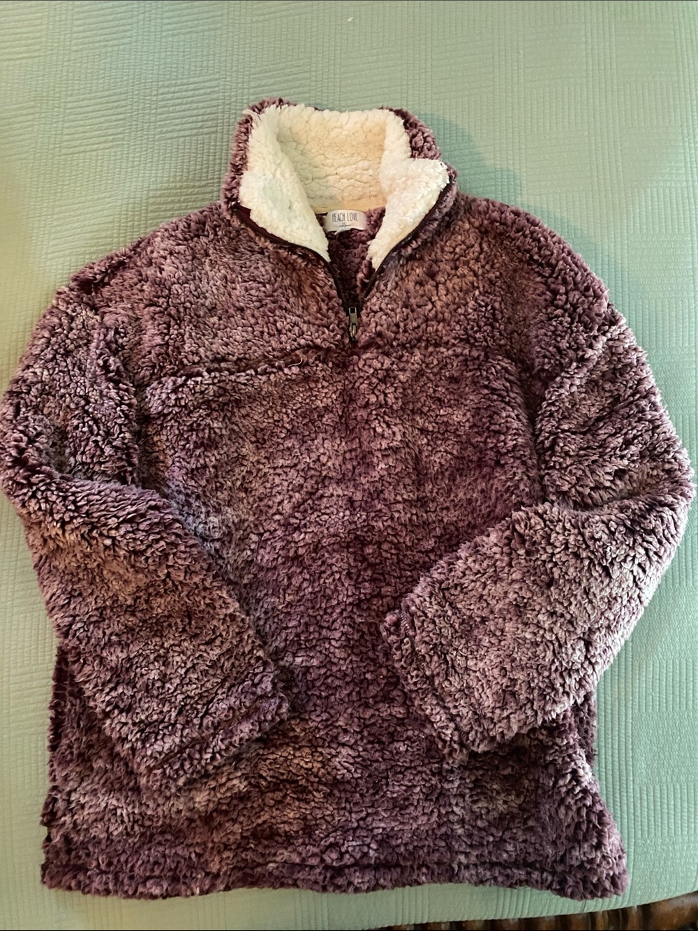 Super Fluffy Sherpa Fleece cozy purple quarter zip pullover